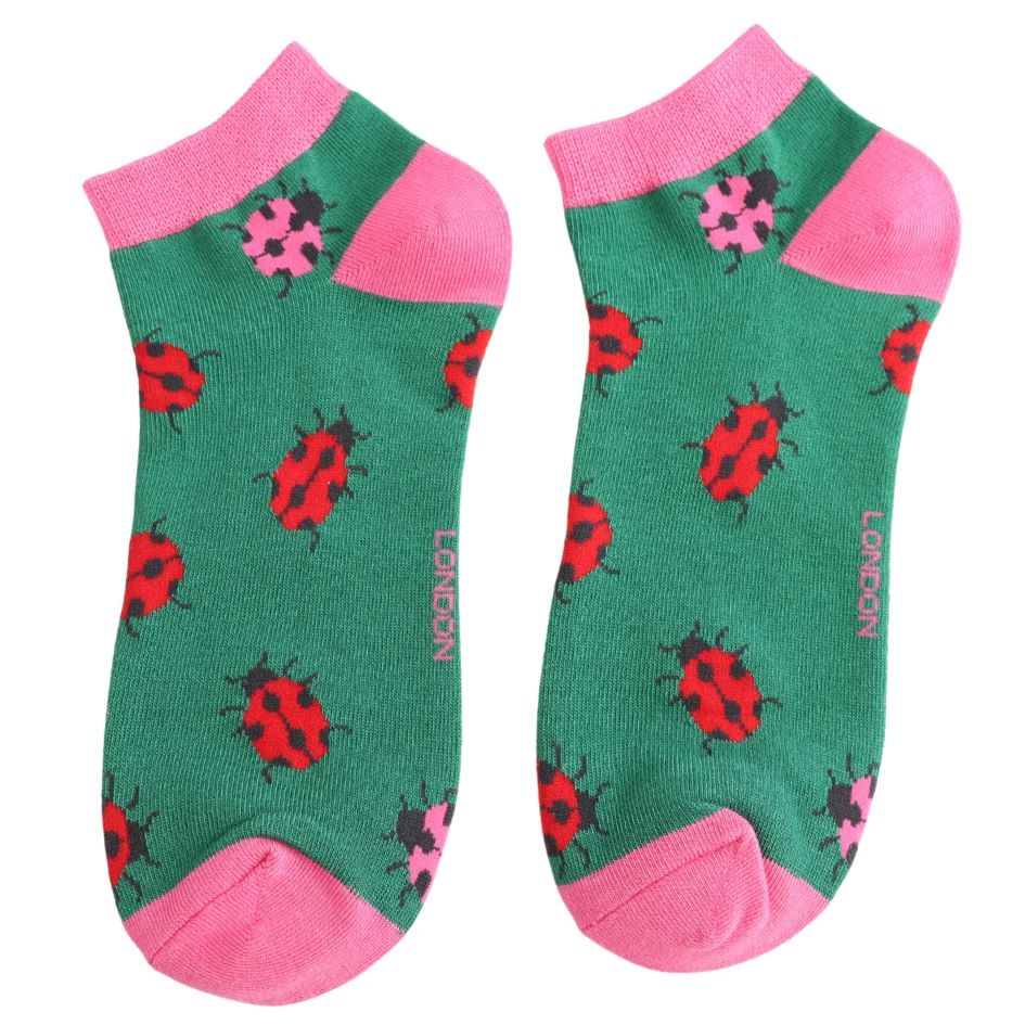 Miss Sparrow Ladybug Trainer Socks Dark Green Miss Sparrow Ladybug Trainer Socks Dark Green