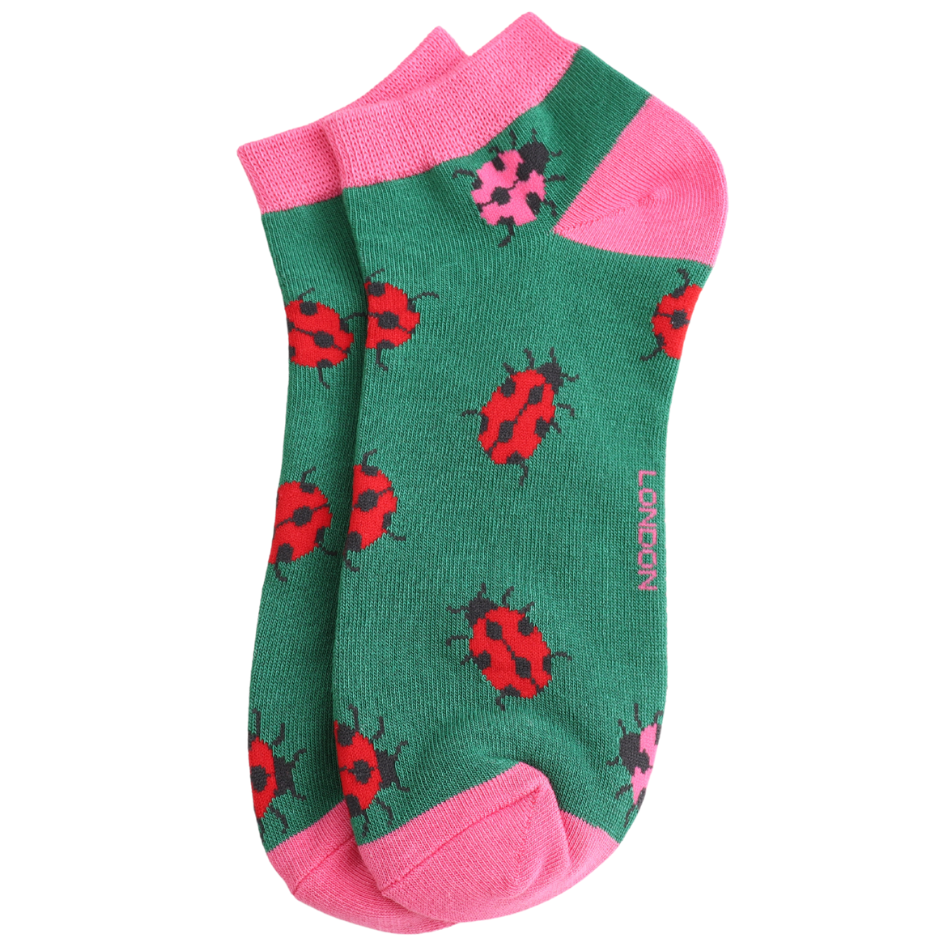 Miss Sparrow Ladybug Trainer Socks Dark Green