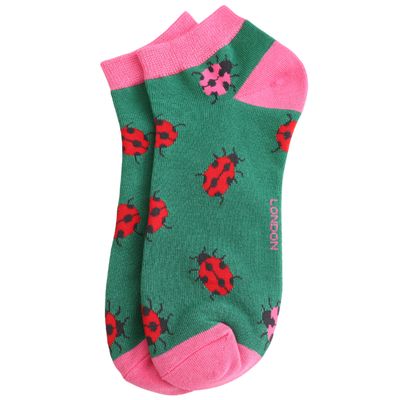 Miss Sparrow Ladybug Trainer Socks Dark Green
