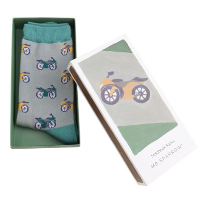 Mr Sparrow Motorbike Socks Matchbox The Perfect Gift