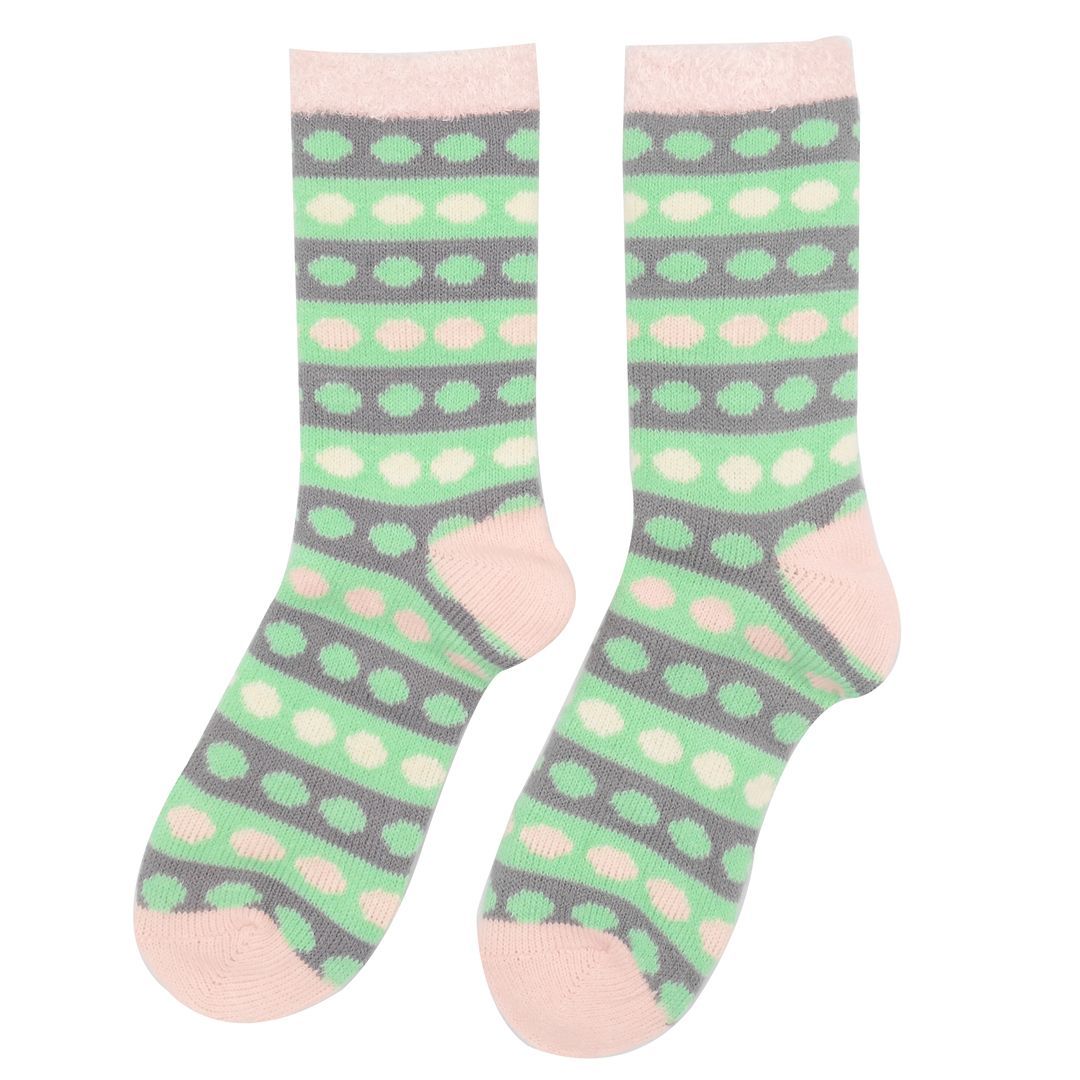 MISS SPARROW Super Soft  Fluffy Winter Socks Mint Cream