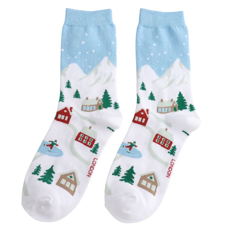 MISS SPARROW Christmas Village Bamboo Socks
