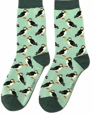 MISS SPARROW Puffin Socks Mint Green & Mauve Gift Box
