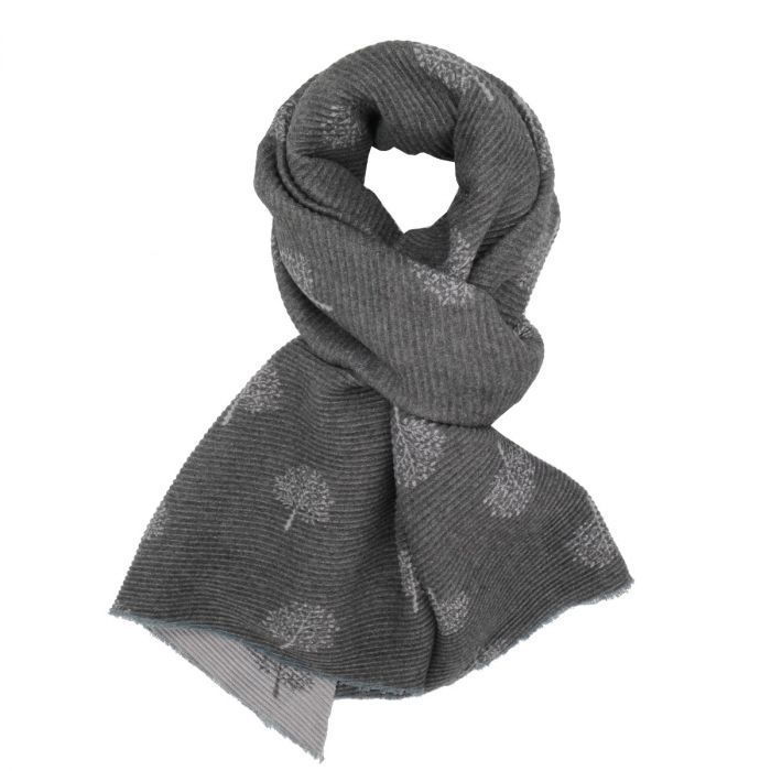 Red Cuckoo Tree Of Life Pleated Scarf Grey