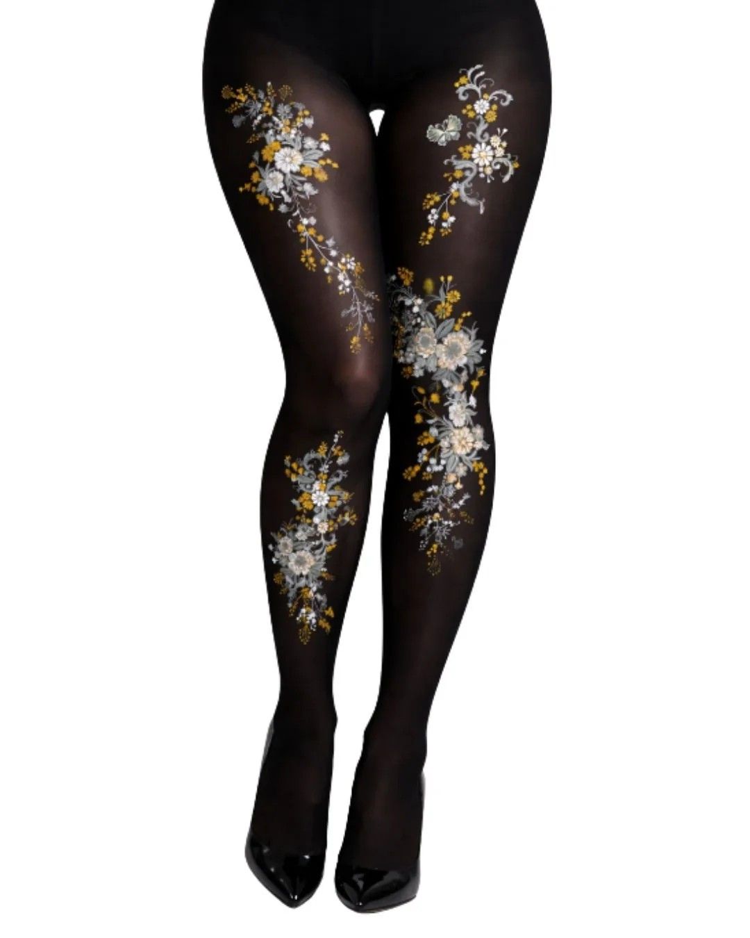 PAMELA MANN Japanese Floral Printed Tights 10 to 14 PAMELA MANN Japanese Floral Printed Tights 10 to 14