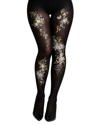 PAMELA MANN Japanese Floral Printed Tights 10 to 14
