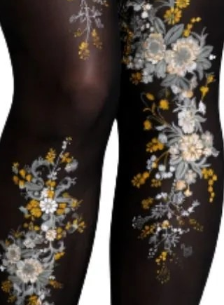 PAMELA MANN Japanese Floral Printed Tights 10 to 14