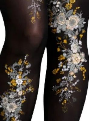 PAMELA MANN Japanese Floral Printed Tights 10 to 14