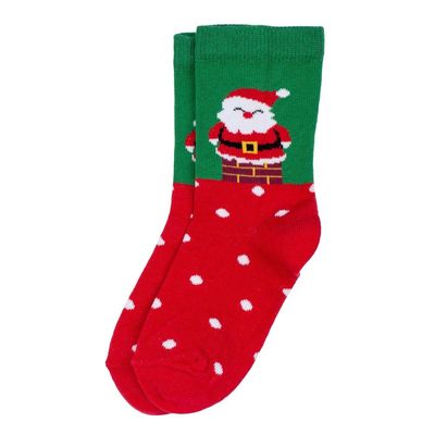 Joe Cool Santa socks in festive red and green, children’s size 7 to 8