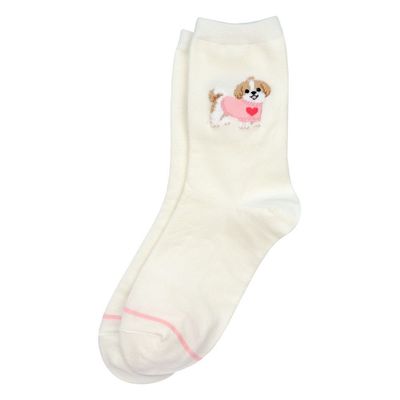 JOE COOL Fluffy Dog  Socks Soft Cotton Cream