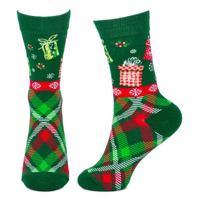 JOE COOL Tartan Christmas Gifts Socks Soft Cotton Mix Green