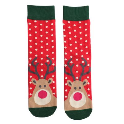 Miss Sparrow Reindeer Socks Red