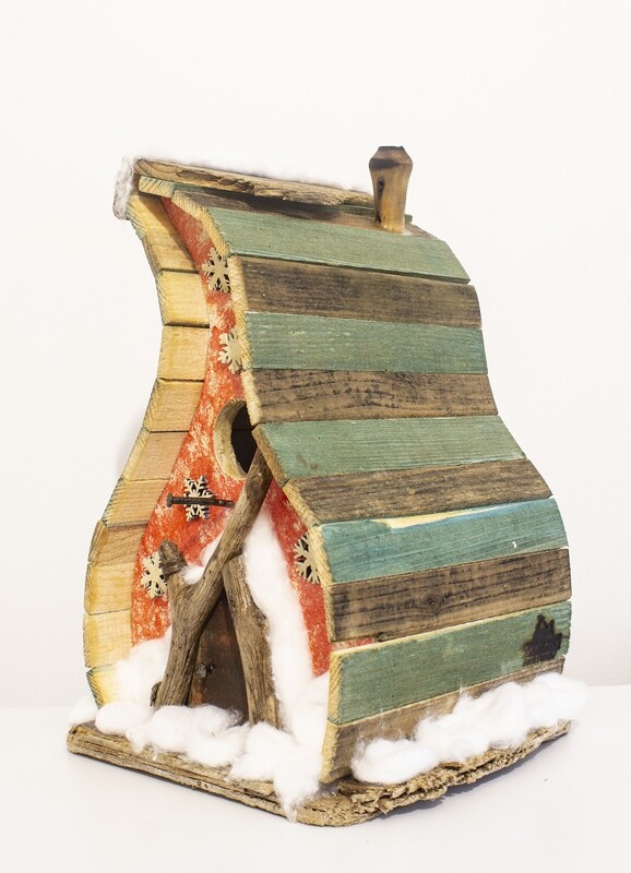 Christmas reclaimed wood fairy birdhouse