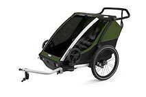 Thule Chariot Cab - remorque pour vélo et multisports biplace aluminium/vert cyprès