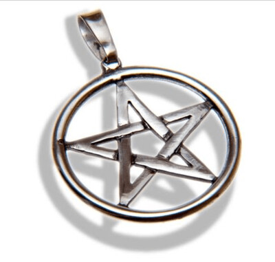 Large, upright, Handmade, Sterling Silver Pentagram with loose bail
