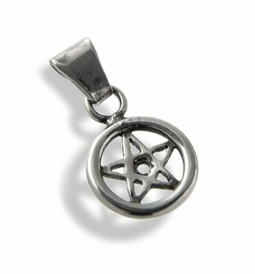 Tiny Upright Pentagram Pendant made from recycled Sterling Silver with loose bail
