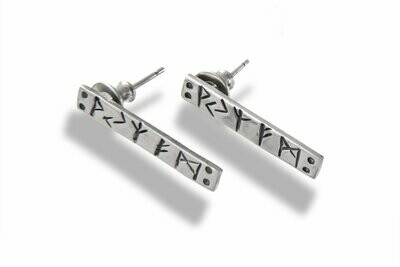 Smaller rune Stamped Stud Earrings , made from Recycled Sterling Silver