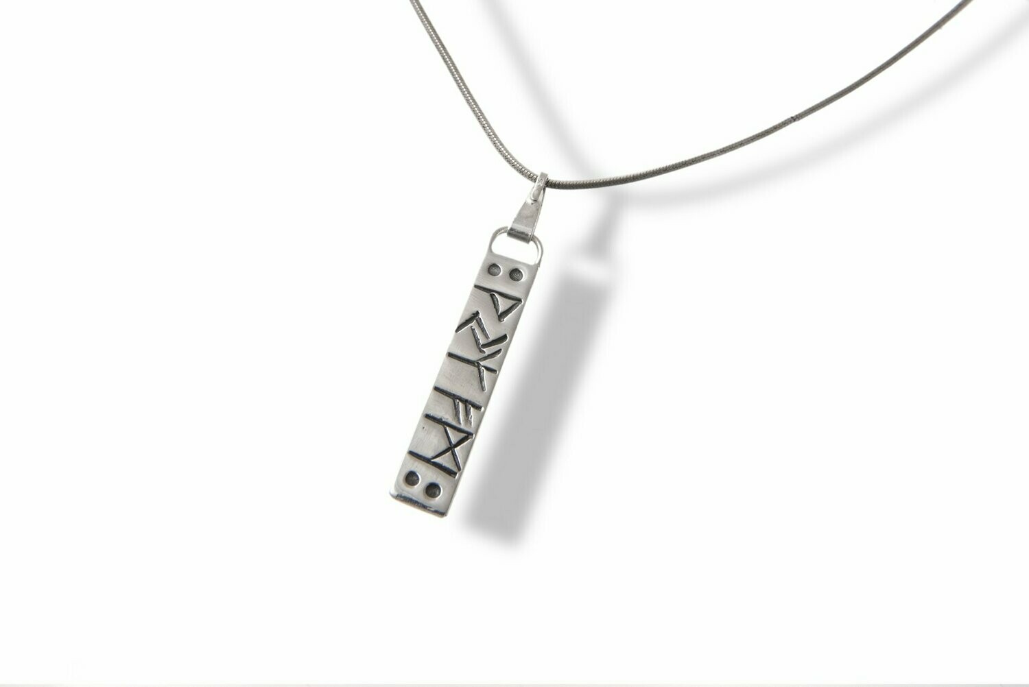 Hand Stamped Rune Pendant Necklace made from Recycled Silver