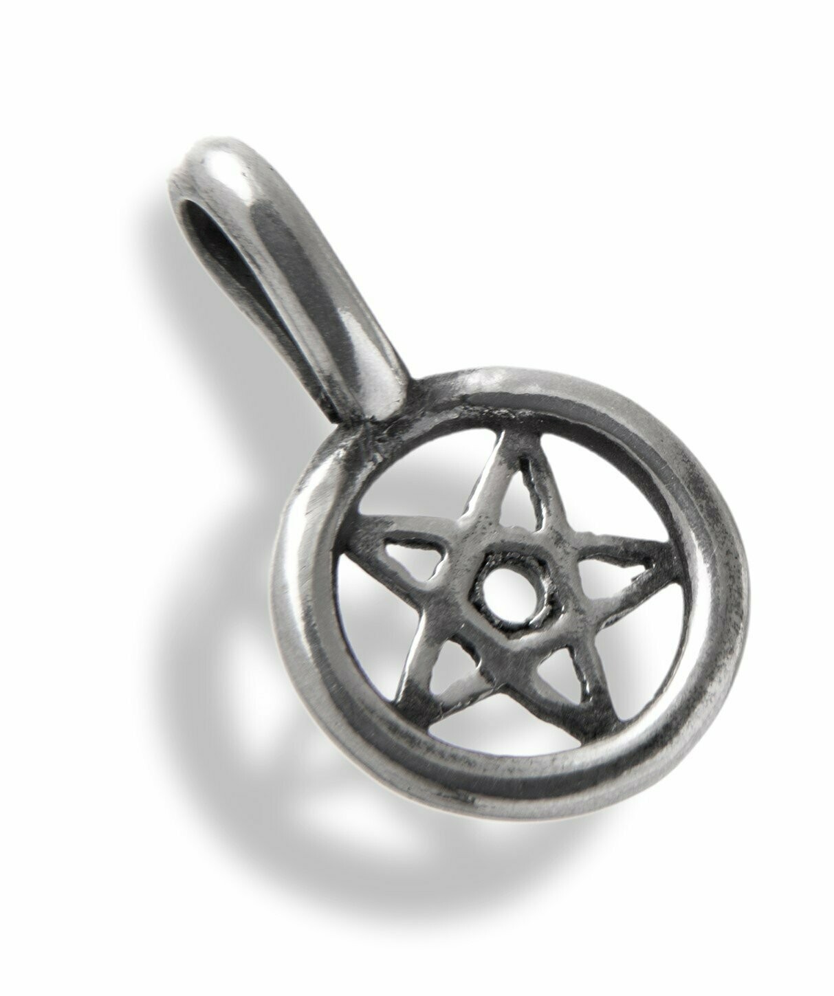 Tiny Inverted Pentagram pendant made with recycled sterling silver  and fixed bail