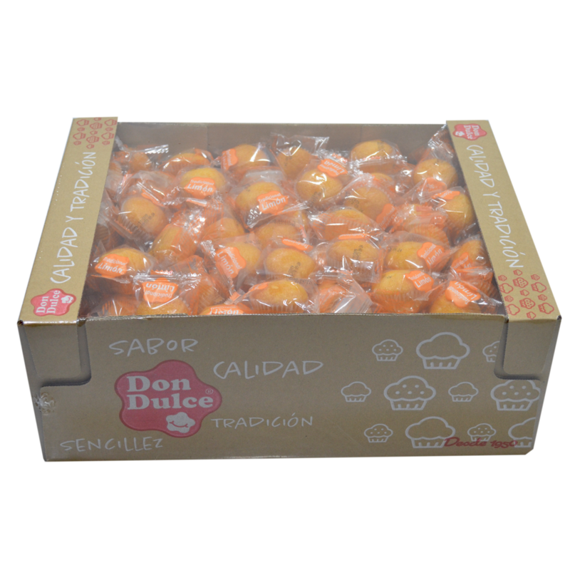 Mini Magdalenas Tradicional Limón Envueltas Individualmente - Caja 2,5 kg