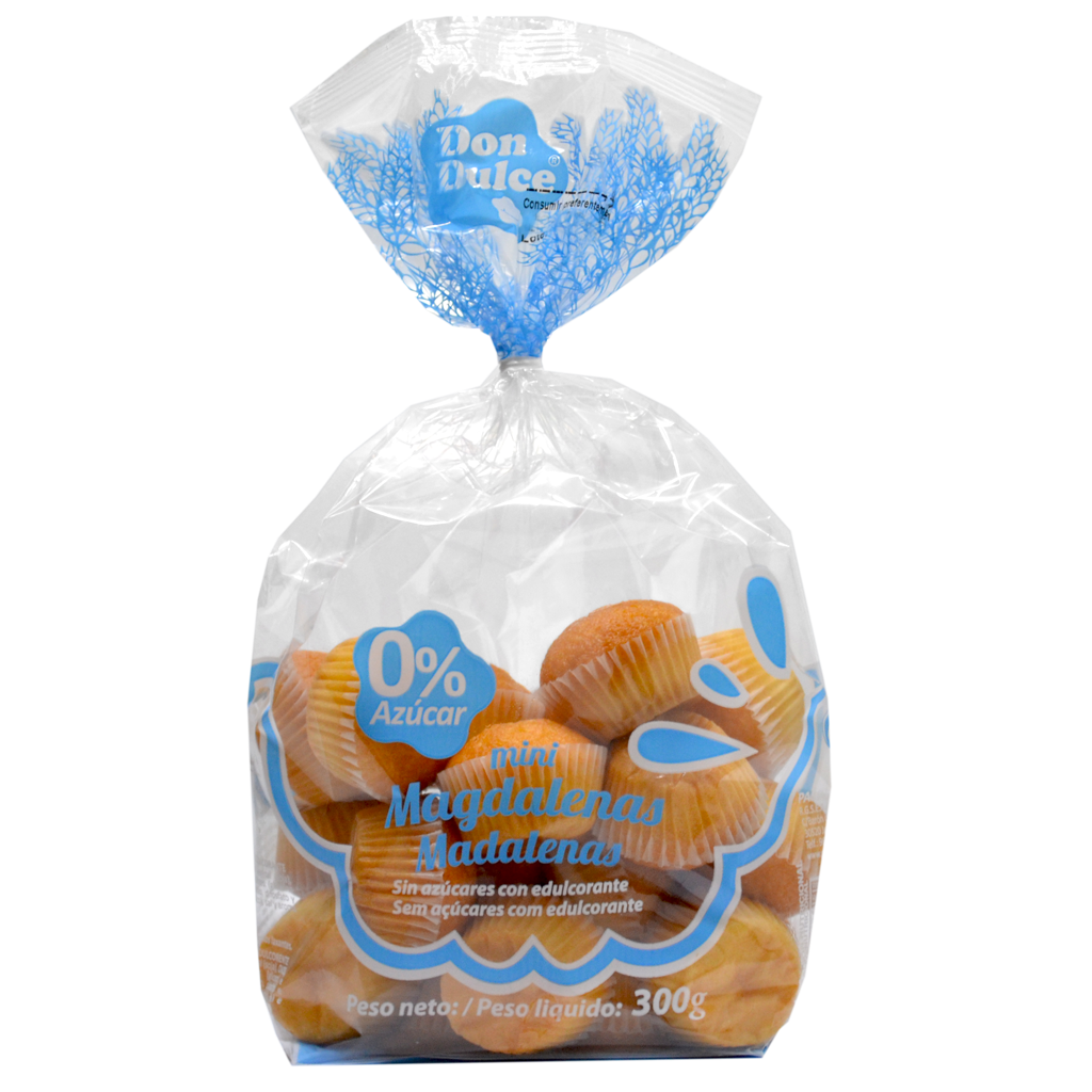 Mini Magdalenas 0% Azúcar 300g - Caja 8 bolsas