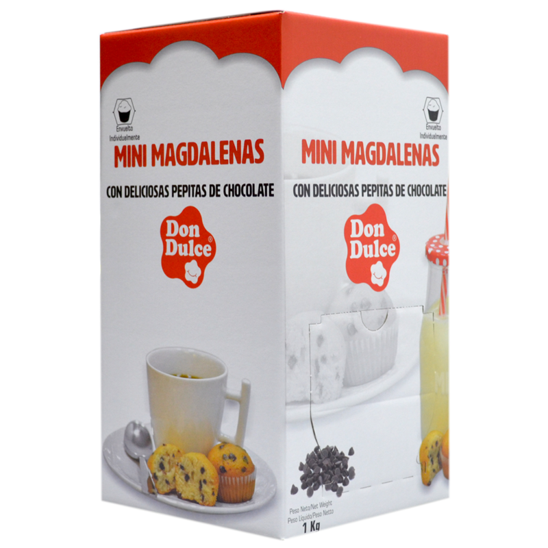 Expositor Mini Magdalenas con Pepitas de Chocolate Envueltas Individualmente