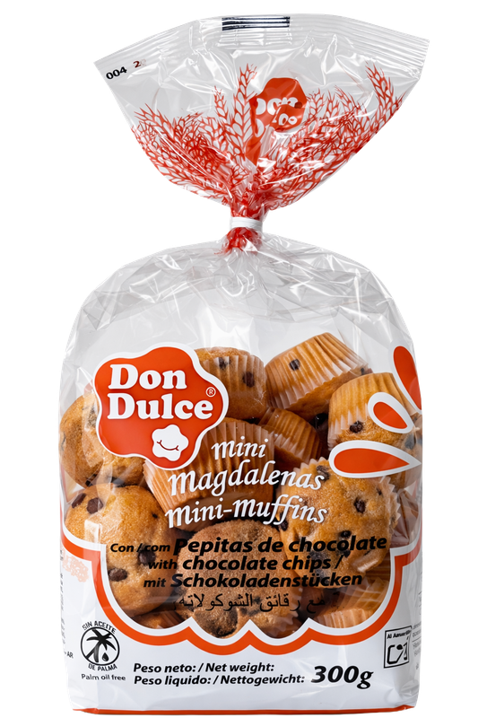 Mini Magdalenas con Pepitas de Chocolate 300g - Caja 8 bolsas