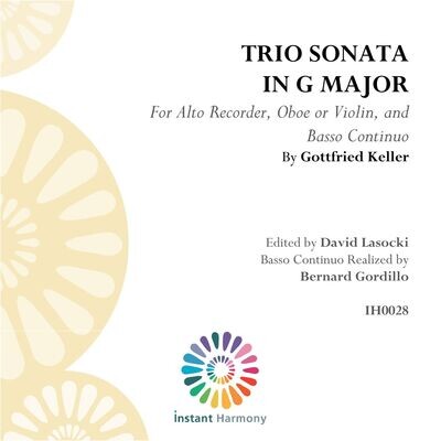 Keller, Trio Sonata in G major for Alto Recorder, Oboe or Violin, and Basso Continuo