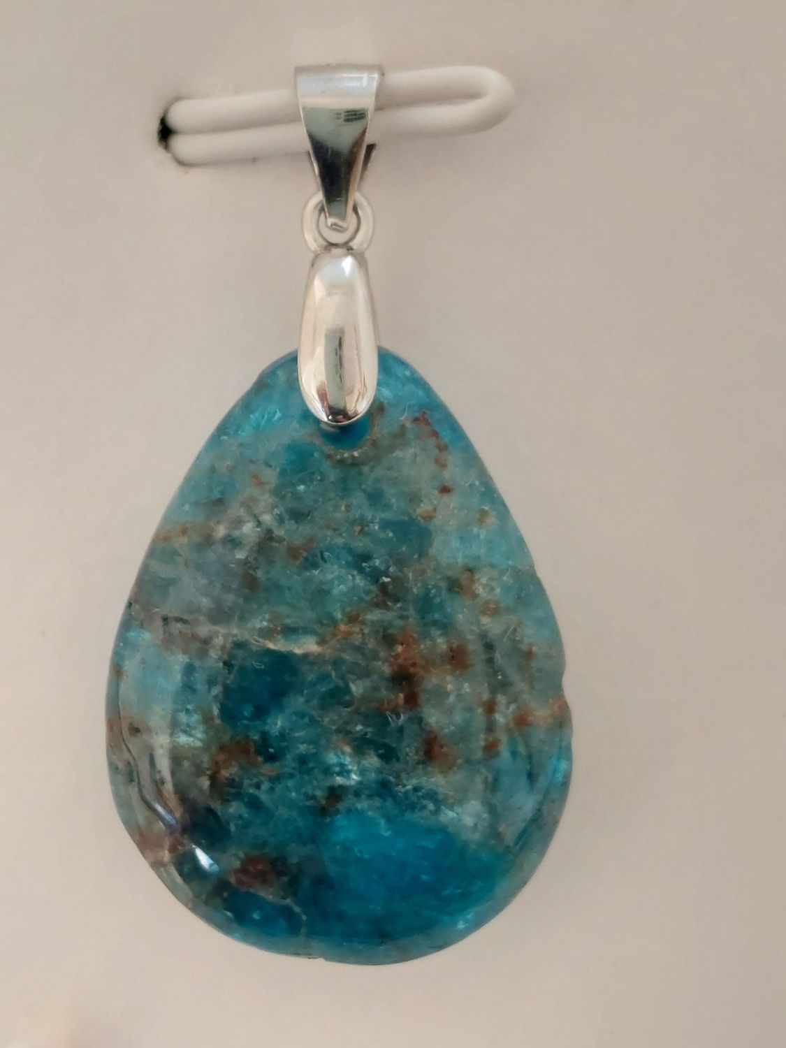 APATITE BLEUE pendentif goutte