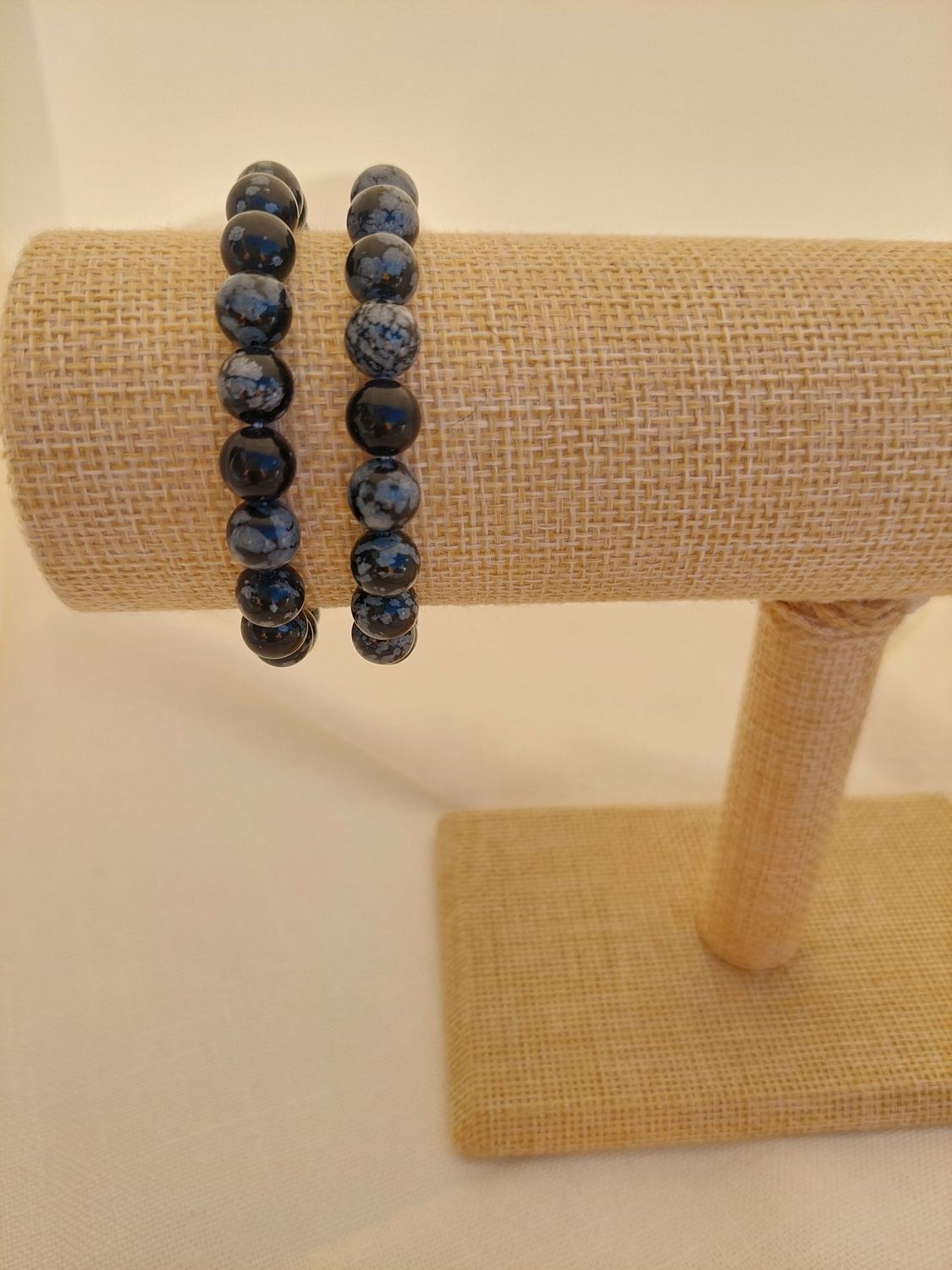 OBSIDIENNE FLOCON DE NEIGE bracelet 8.5 mm