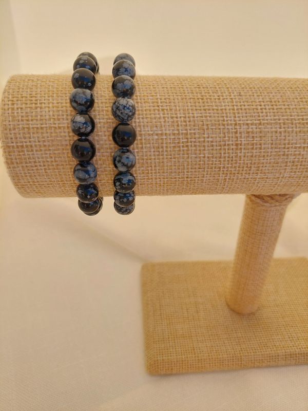 OBSIDIENNE FLOCON DE NEIGE bracelet 8.5 mm