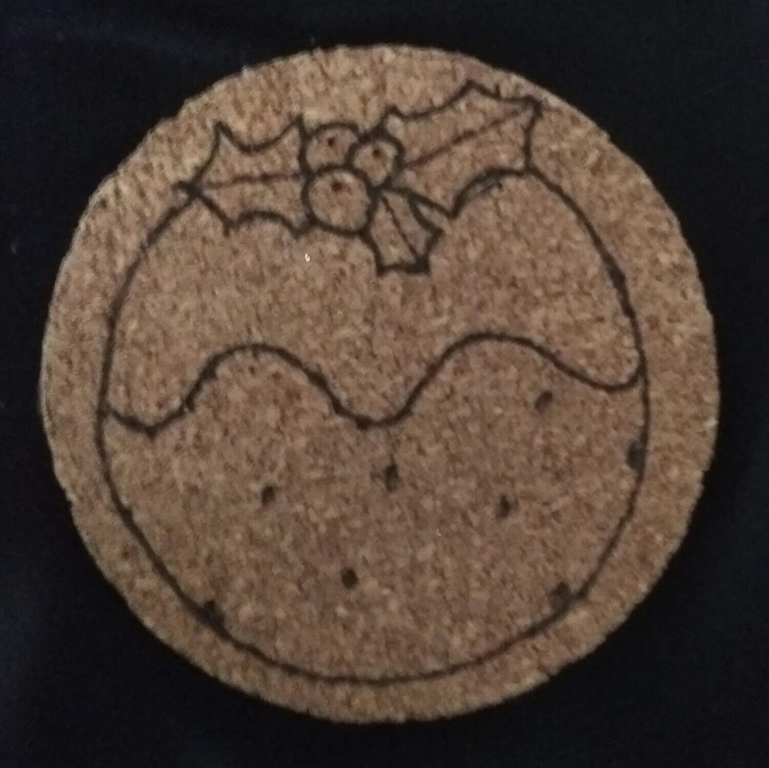 Christmas Pudding cork coaster