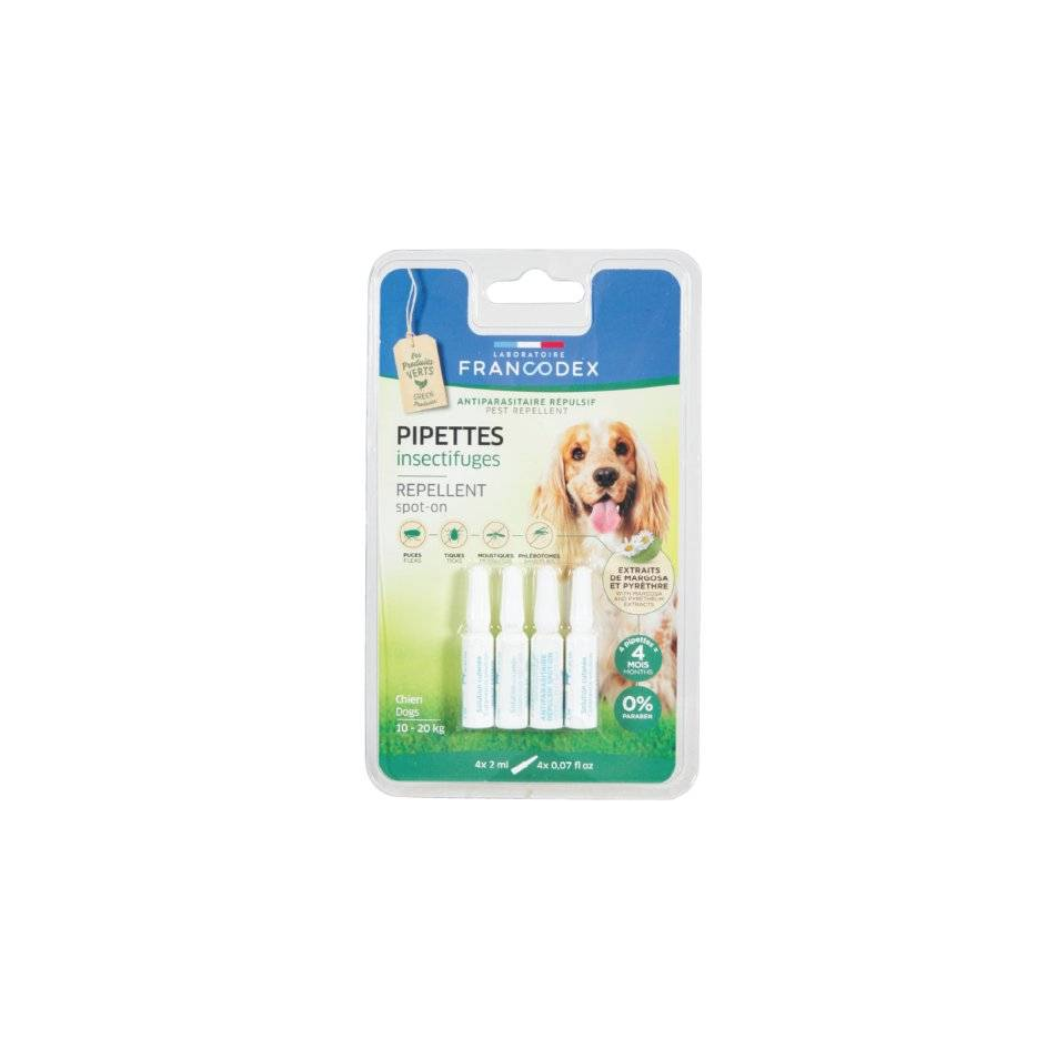 FRANCODEX PIPETTES INSECTIFUGES PUCES TIQUES ANIMAL ANIMAUX PET DOG MOUSTIQUES PHLEBOTOMES CHIEN VETERINAIRE 3283021752234 COMASOUND KARTEL CSK ONLINE