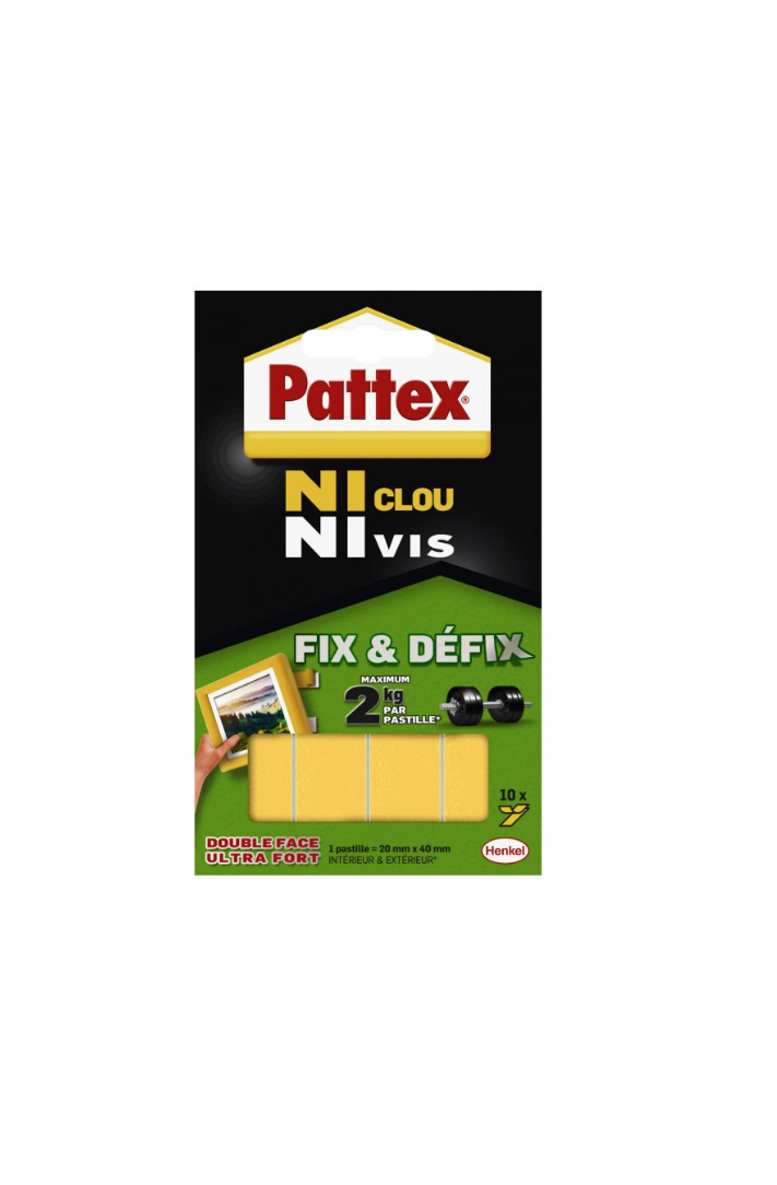 PATTEX NI CLOU NI VIS FIX & DEFIX HENKEL DOUBLE FACE EXTRA FORT AUTOCOLLANT PASTILLE IN / OUT 3178040572225 COMASOUND KARTEL CSK ONLINE