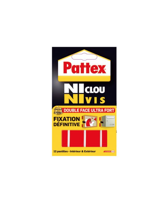PATTEX NI CLOU NI VIS FIXATION PERMANENTE HENKEL DOUBLE FACE ULTRA FORT AUTOCOLLANT PASTILLE IN / OUT 3178040572188 COMASOUND KARTEL CSK ONLINE