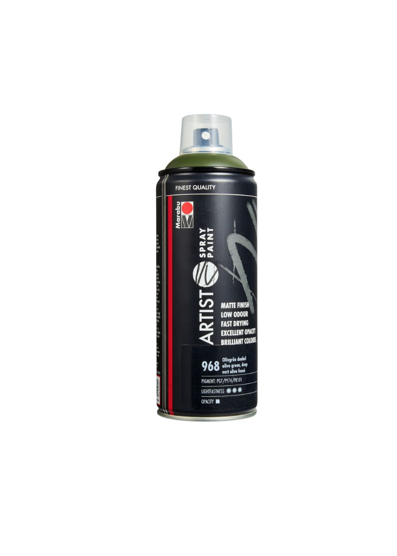 MARABU ARTIST SPRAY PAINT 968 VERT OLIVE FONCE INDOOR OUTDOOR 4007751690296 DIY ART BRICOLAGE COMASOUND KARTEL CSK ONLINE