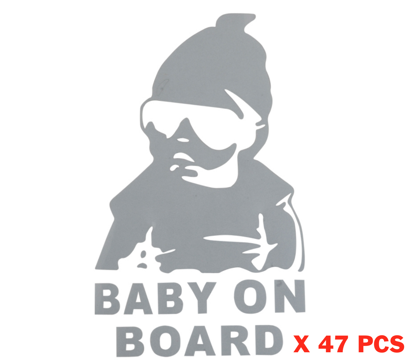 x 47 pcs BABY ON BOARD BEBE A BORD ARGENT SECURITE LOT PACK STICKER AUTOCOLLANT ADHESIF AUTO CAR SILVER TRUCK VAN VOITURE VEHICULE 15 cm ADHESIF X000MR6PQ7 COMASOUND KARTEL CSK ONLINE