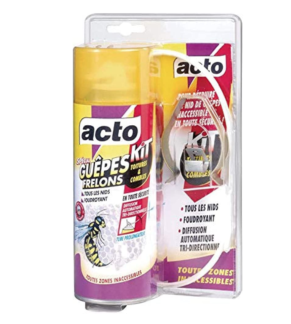 ACTO SPECIAL GUEPES FRELONS 3361670560124 FOUDROYANT KIT TOITURES & COMBLES 300 ML INSECTICIDE AEROSOL BOMBE SPRAY SECURITE MAISON JARDIN COMASOUND KARTEL CSK ONLINE