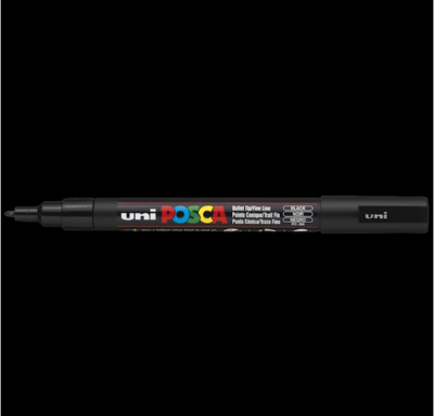 UNI POSCA PC-3M BLACK 4902778915776 MARKER WRITER WRITING DRAW 1,3MM ART ARTIST CANVAS DIY GRAFFITI TAG BODYPAINTING RENOVATION DECO CUSTOM COMASOUND KARTEL CSK  ONLINE