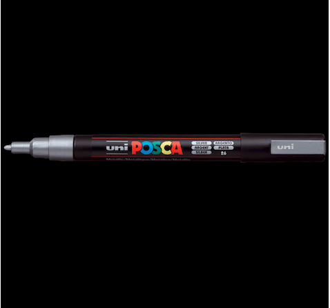 UNI POSCA PC-3M SILVER 4902778915936 MARKER WRITER WRITING DRAW 1,3MM ART ARTIST CANVAS DIY GRAFFITI TAG BODYPAINTING RENOVATION DECO CUSTOM COMASOUND KARTEL CSK ONLINE