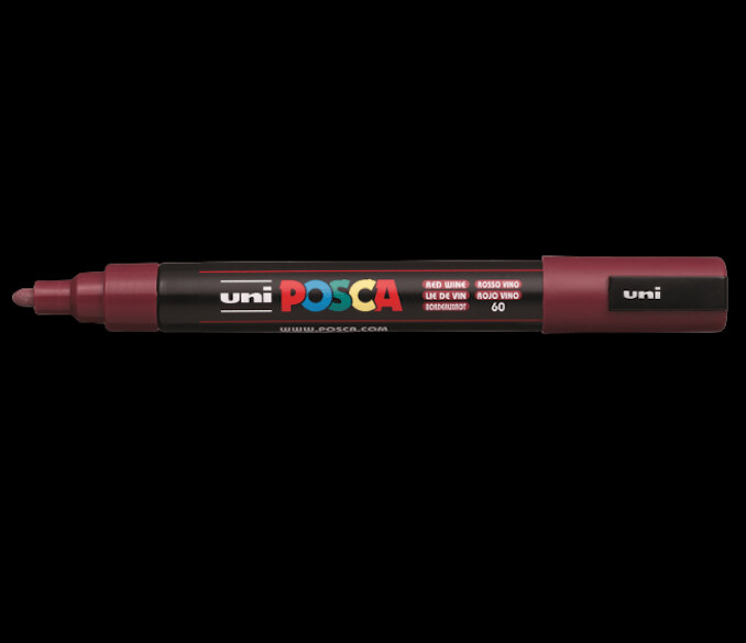 UNI POSCA PC-5M RED WINE 4902778107485 MARKER WRITER WRITING DRAW 2,5MM ART ARTIST CANVAS DIY GRAFFITI TAG BODYPAINTING RENOVATION DECO CUSTOM COMASOUND KARTEL CSK ONLINE