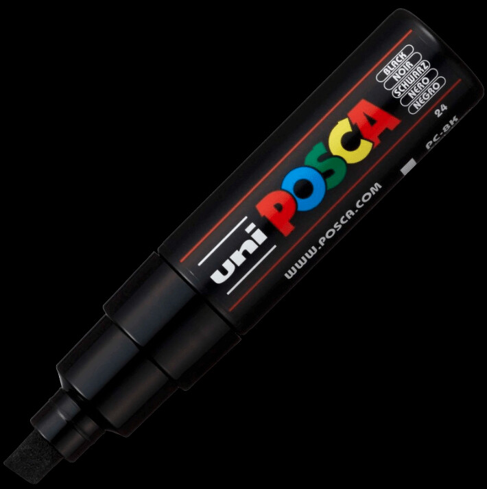UNI POSCA PC-8K BLACK 4902778916452 MARKER WRITER WRITING DRAW 5MM ART ARTIST CANVAS DIY GRAFFITI TAG BODYPAINTING RENOVATION DECO CUSTOM COMASOUND KARTEL CSK  ONLINE