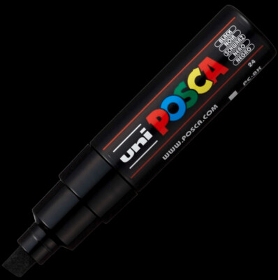 UNI POSCA PC-8K BLACK 4902778916452 MARKER WRITER WRITING DRAW 5MM ART ARTIST CANVAS DIY GRAFFITI TAG BODYPAINTING RENOVATION DECO CUSTOM COMASOUND KARTEL CSK ONLINE