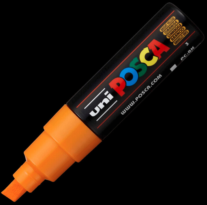 UNI POSCA PC-8K BRIGHT YELLOW ORANGE 4902778916568 MARKER WRITER WRITING DRAW 5MM ART ARTIST CANVAS DIY GRAFFITI TAG BODYPAINTING RENOVATION DECO CUSTOM COMASOUND KARTEL CSK  ONLINE