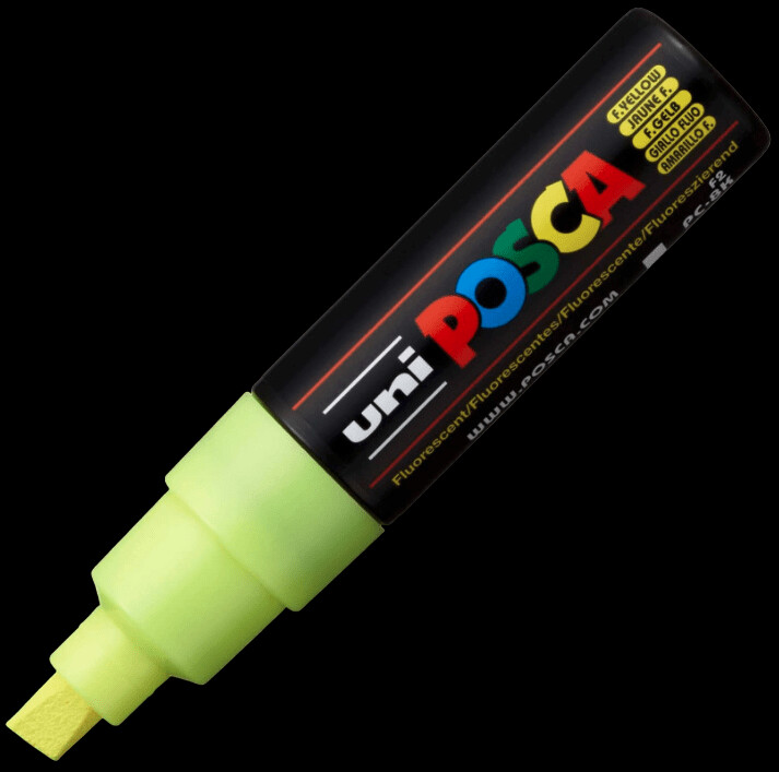UNI POSCA PC-8K FLUO YELLOW 4902778916933 MARKER WRITER WRITING DRAW 5MM ART ARTIST CANVAS DIY GRAFFITI TAG BODYPAINTING RENOVATION DECO CUSTOM COMASOUND KARTEL CSK  ONLINE
