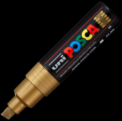 UNI POSCA PC-8K GOLD 4902778113608 MARKER WRITER WRITING DRAW 5MM ART ARTIST CANVAS DIY GRAFFITI TAG BODYPAINTING RENOVATION DECO CUSTOM COMASOUND KARTEL CSK  ONLINE