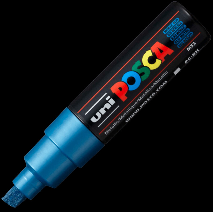 UNI POSCA PC-8K METALLIC BLUE 4902778113639 MARKER WRITER WRITING DRAW 5MM ART ARTIST CANVAS DIY GRAFFITI TAG BODYPAINTING RENOVATION DECO CUSTOM COMASOUND KARTEL CSK  ONLINE