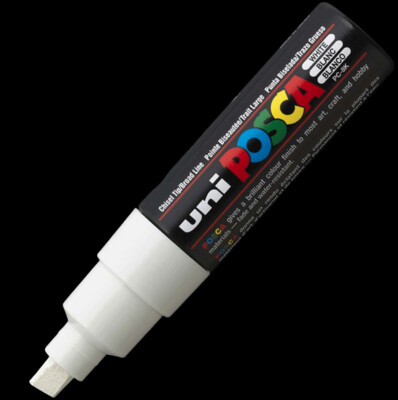 UNI POSCA PC-8K WHITE 4902778916599 MARKER WRITER WRITING DRAW 5MM ART ARTIST CANVAS DIY GRAFFITI TAG BODYPAINTING RENOVATION DECO CUSTOM COMASOUND KARTEL CSK  ONLINE