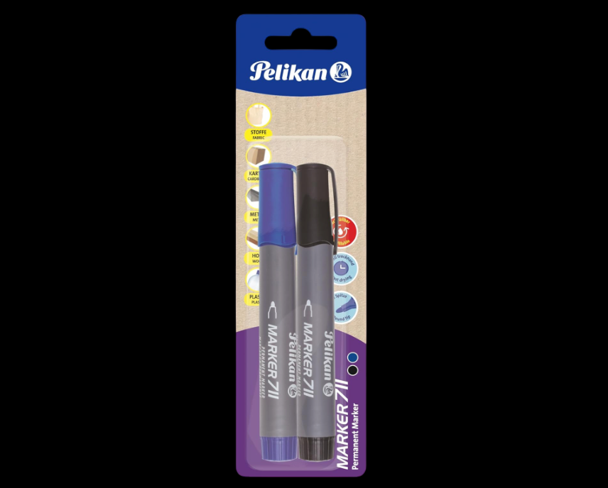 PELIKAN 711 PACK PERMANENT MARKER 4012700823298 BLACK BLUE DRAW SKETCH HOME DIY STICKER SHOP STORE ART CHILDREN GRAFFITI COMASOUND KARTEL CSK ONLINE