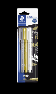STAEDTLER METALLIC MARKER WHITE GOLD &amp; SILVER 4007817077856  SET PACK DIY ART HOME MORE  DRAW CD GRAFFITI STICKER COMASOUND KARTEL CSK ONLINE
